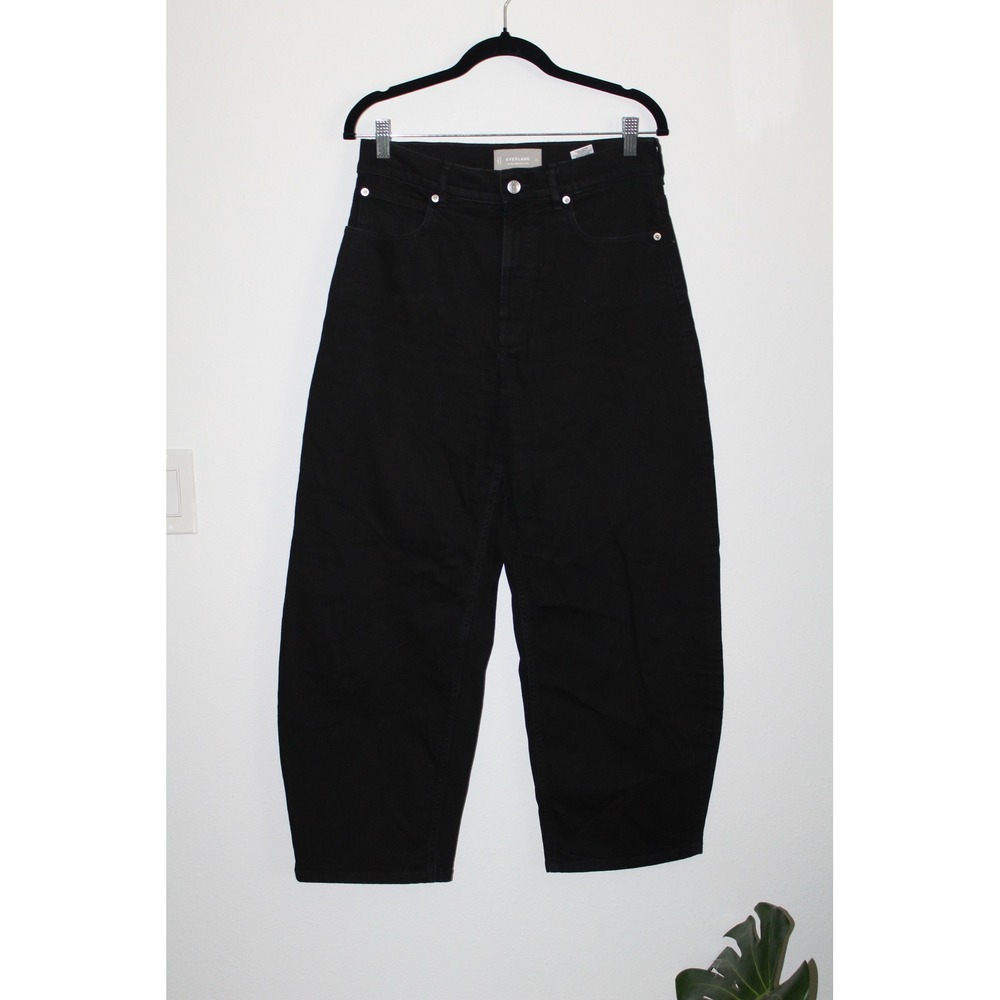Everlane The Way-High Curve Jean Black Barrel Leg Denim 29R Comfy Minimalist